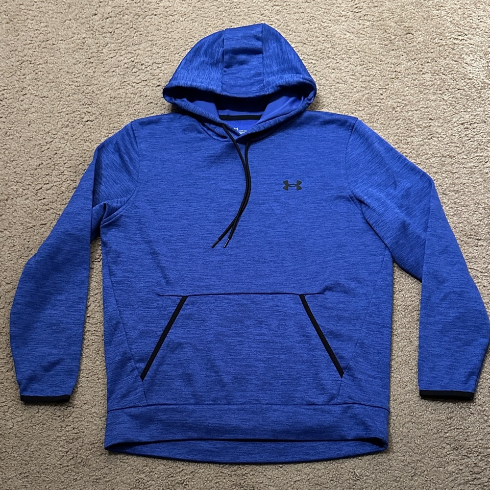 Under Armour ColdGear Mens Long Sleeve Pullover Loose Hoodie Royal Blue Size M